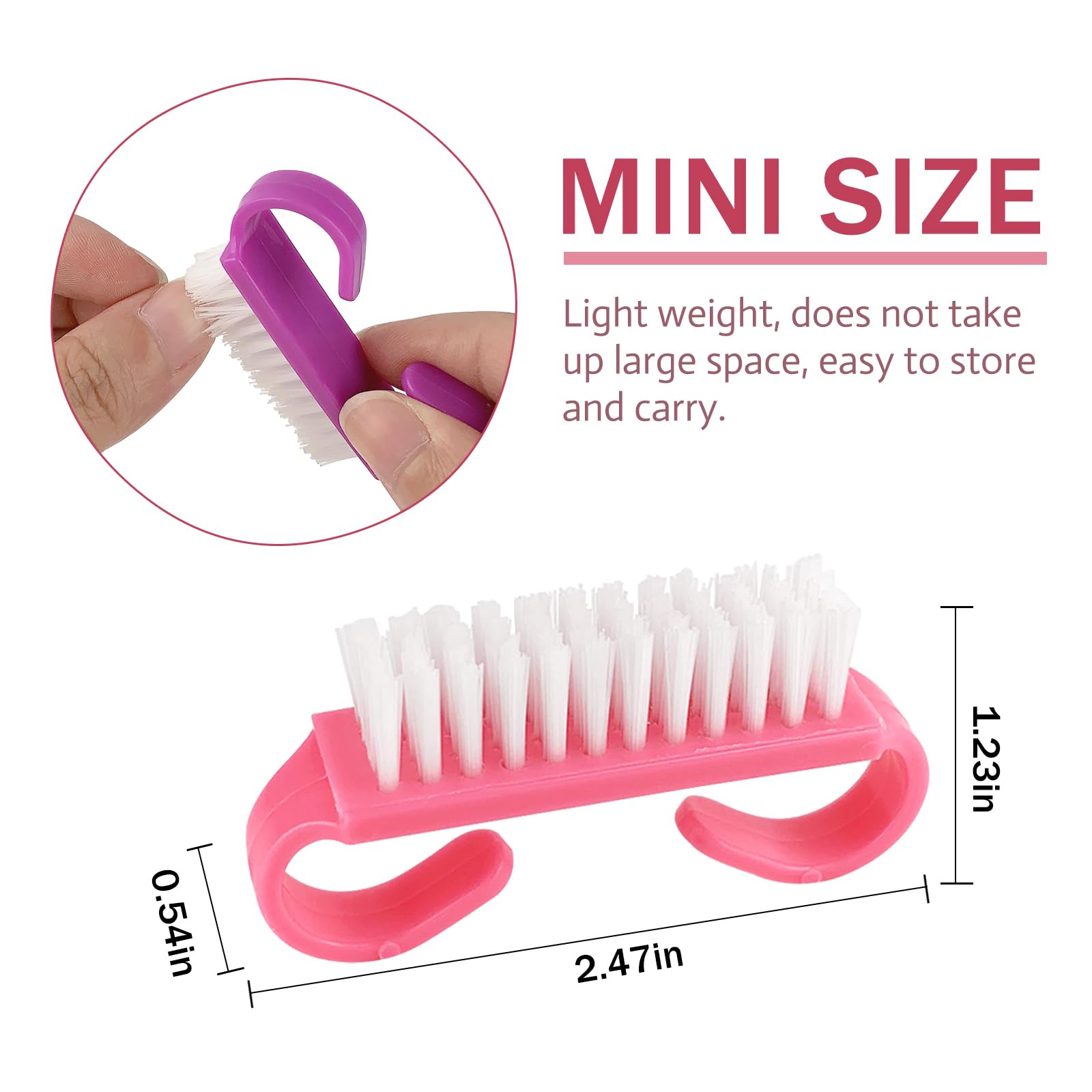 Hanwer nail cleaning brush held in hand for scale