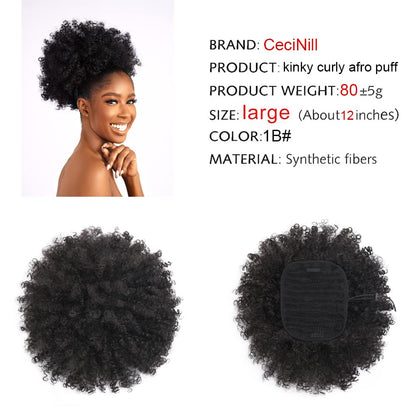 CECINILL short afro bun extension displaying the secure interior combs and breathable mesh net.