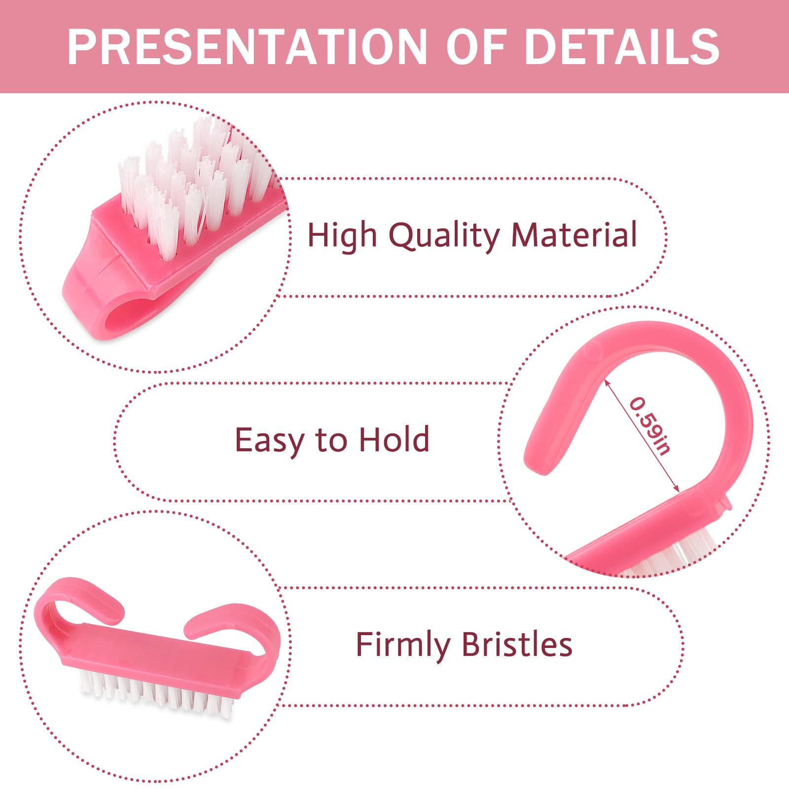 Close up of Hanwer ergonomic nail brush handle and bristles