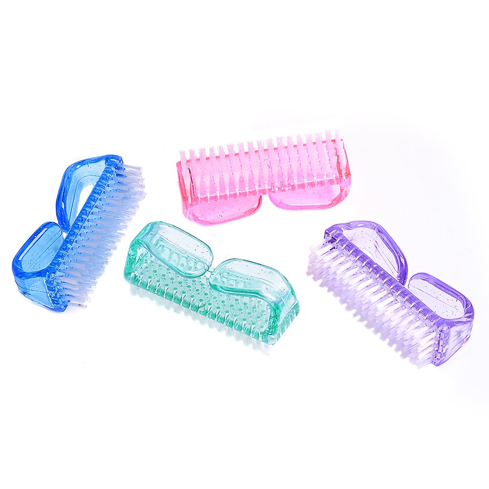 Hupos pedicure brush being held by its ergonomic plastic handle grip.