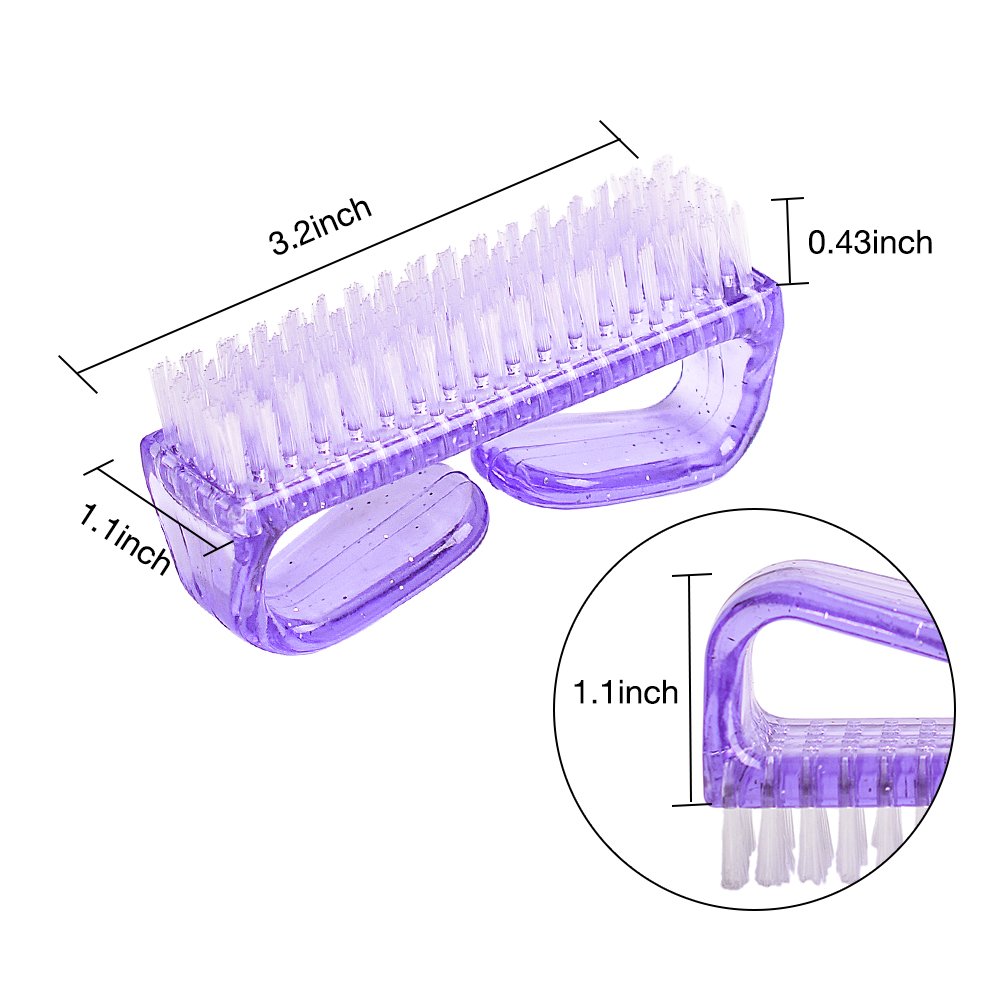 Four pack of colored Hupos toe and nail cleaner brushes arranged neatly.