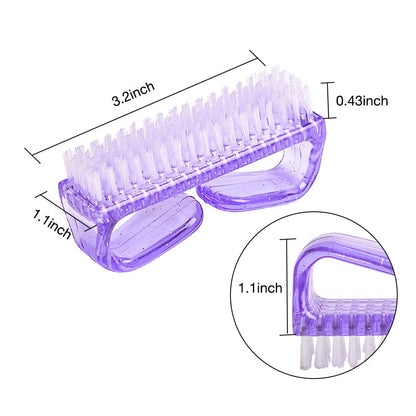 Four pack of colored Hupos toe and nail cleaner brushes arranged neatly.