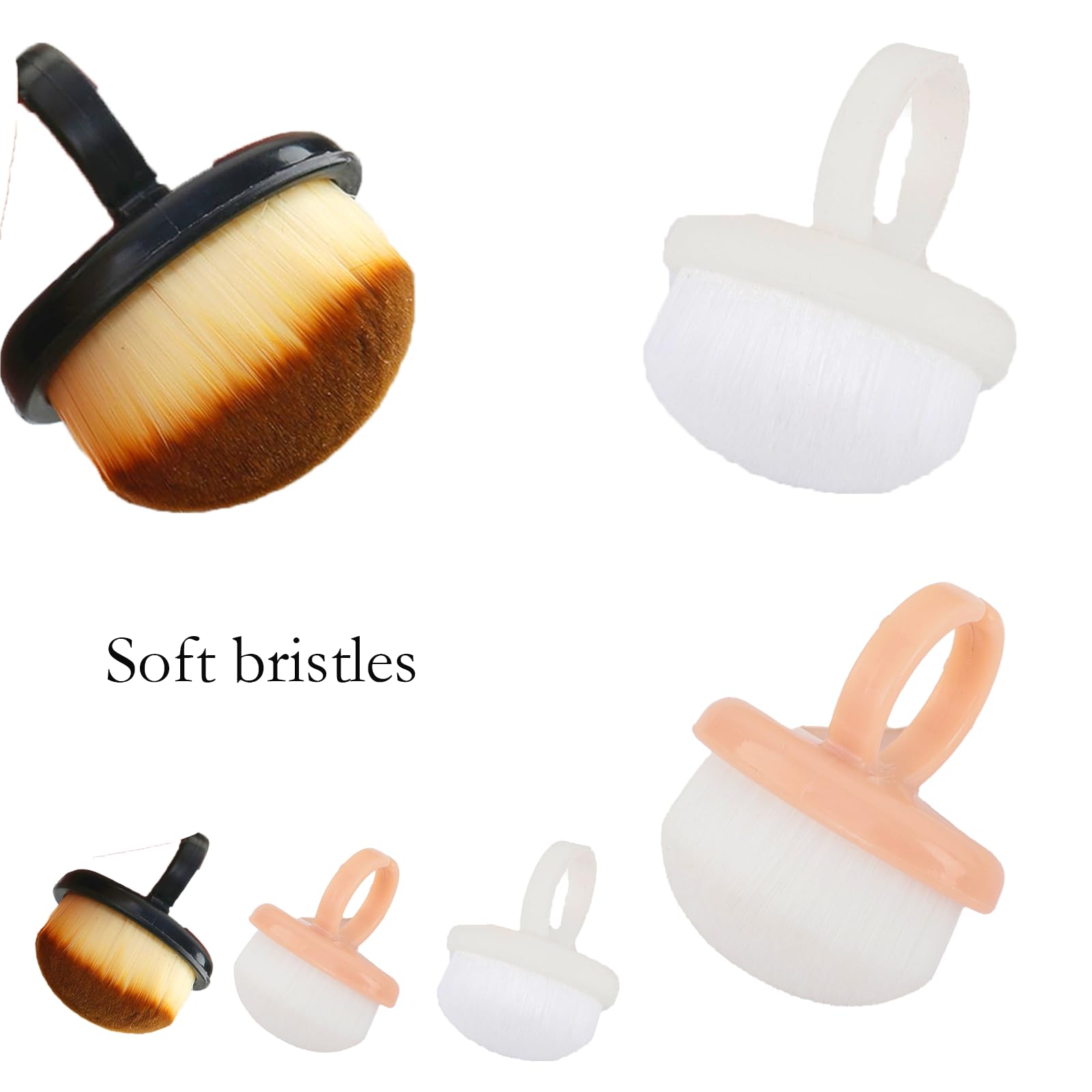 Compact portable tricolor nail cleaning brushes showing precise dimensions of the plastic handle