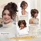 FESHFEN DIY flexible wire short ponytail showing realistic fiber texture close up.