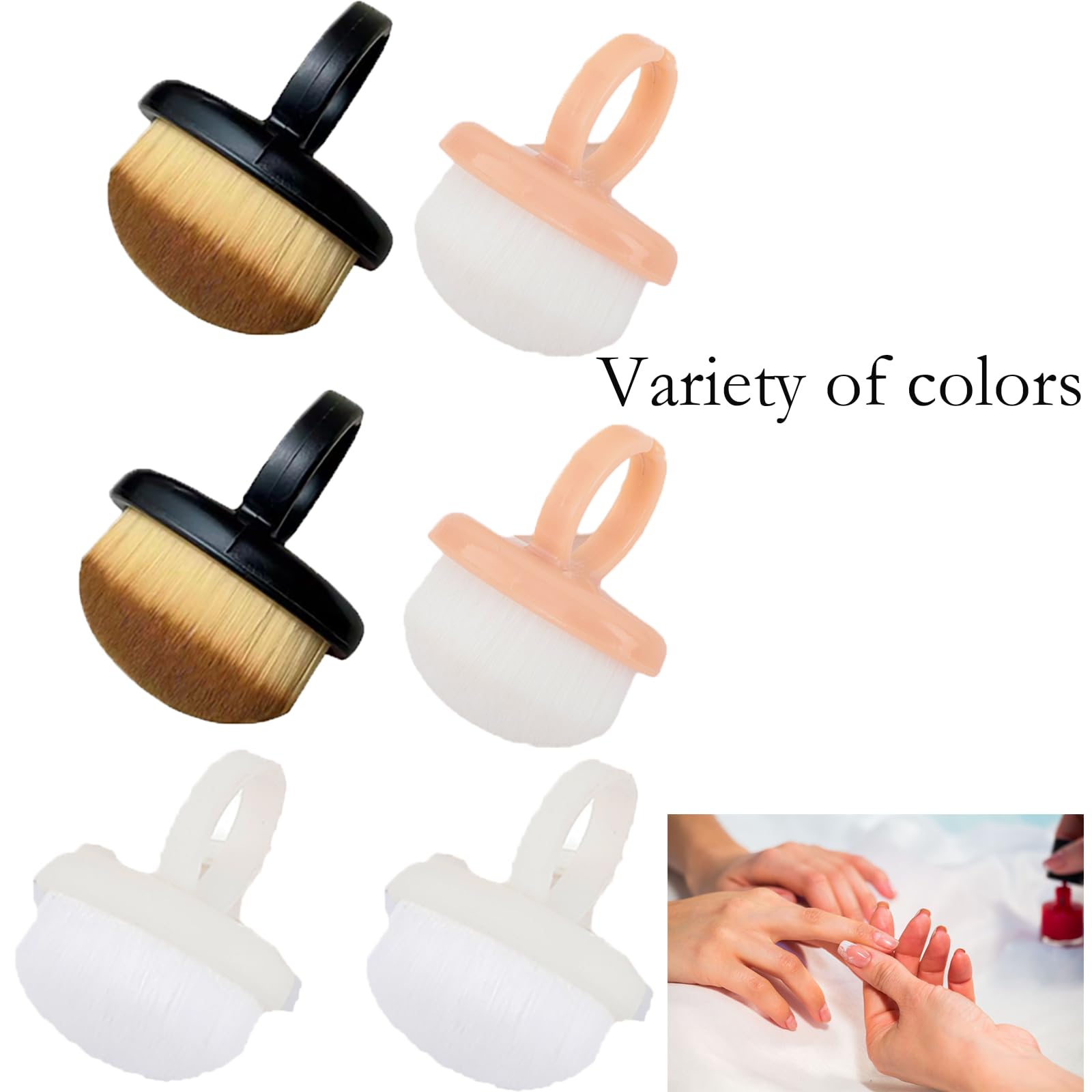 Gentle skin safe cosmetic powder and nail debris removal brush set for manicures