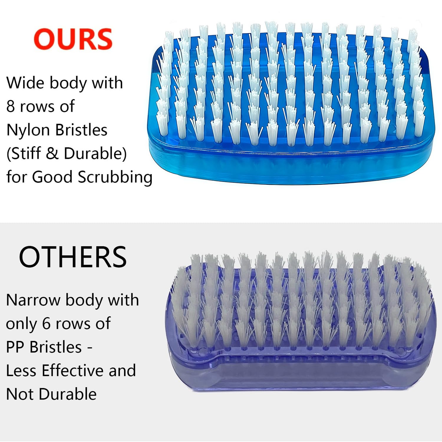 Four pack set of colorful Sxmqhy hand scrubbing brushes in clear, black, blue, and purple variations.