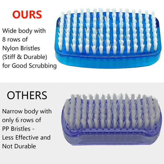 Four pack set of colorful Sxmqhy hand scrubbing brushes in clear, black, blue, and purple variations.