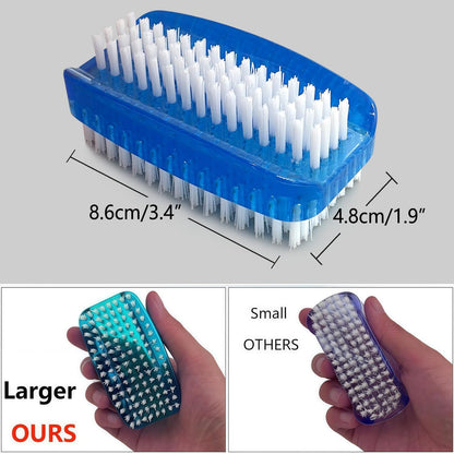 Close up view of the narrow stiff nylon bristles designed for cleaning deep under fingernails.