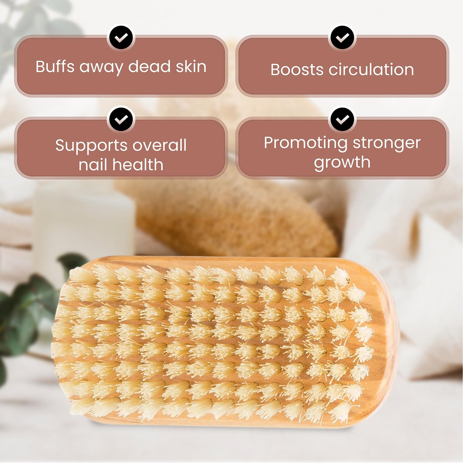 Authentic SHASH first cut natural boar bristle exfoliating hand brush back view