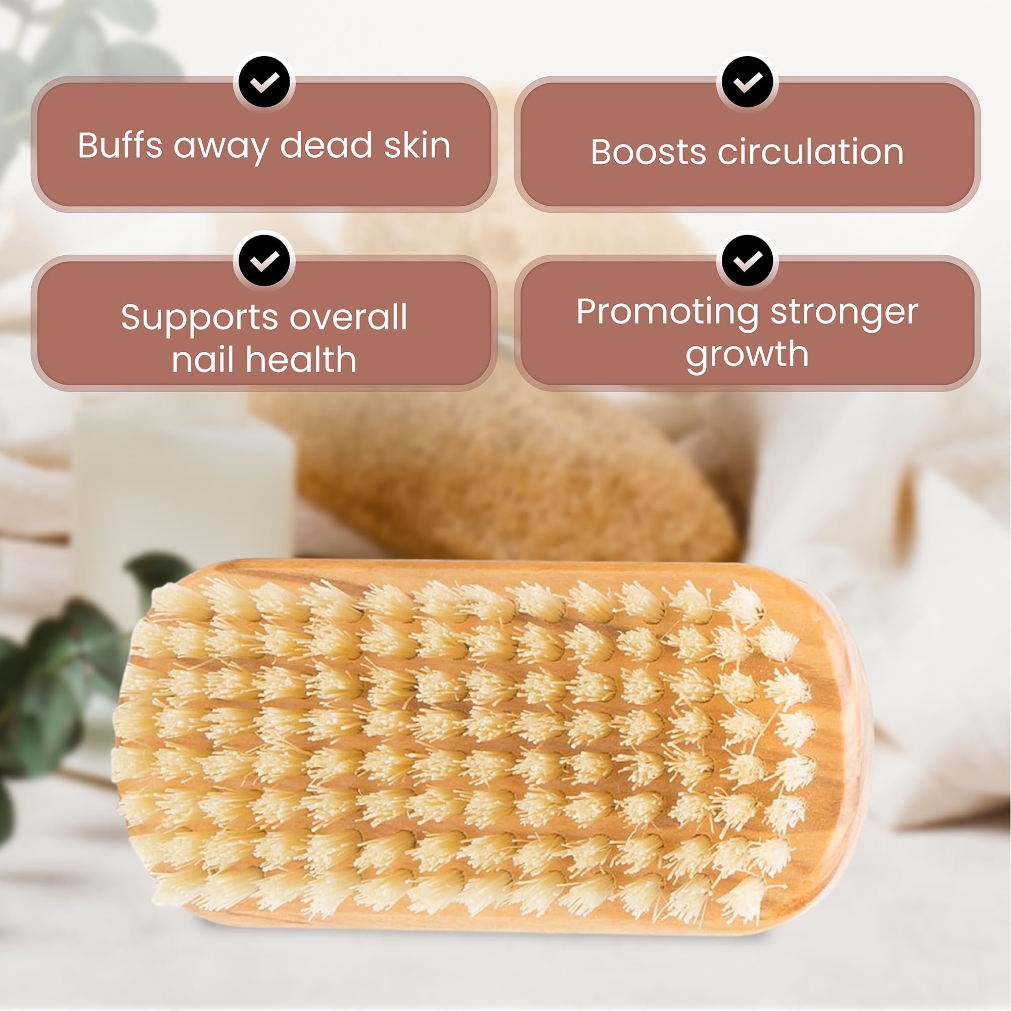 Authentic SHASH first cut natural boar bristle exfoliating hand brush back view