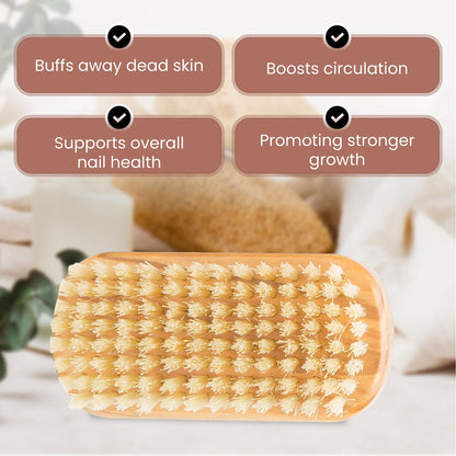 Authentic SHASH first cut natural boar bristle exfoliating hand brush back view