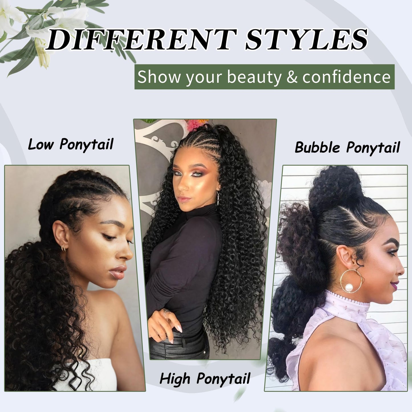 Protective style hairpiece showing packaging and easy installation components