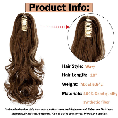 Mitrygreen synthetic hair extension back view displaying the integrated non slip claw clutcher attachment.