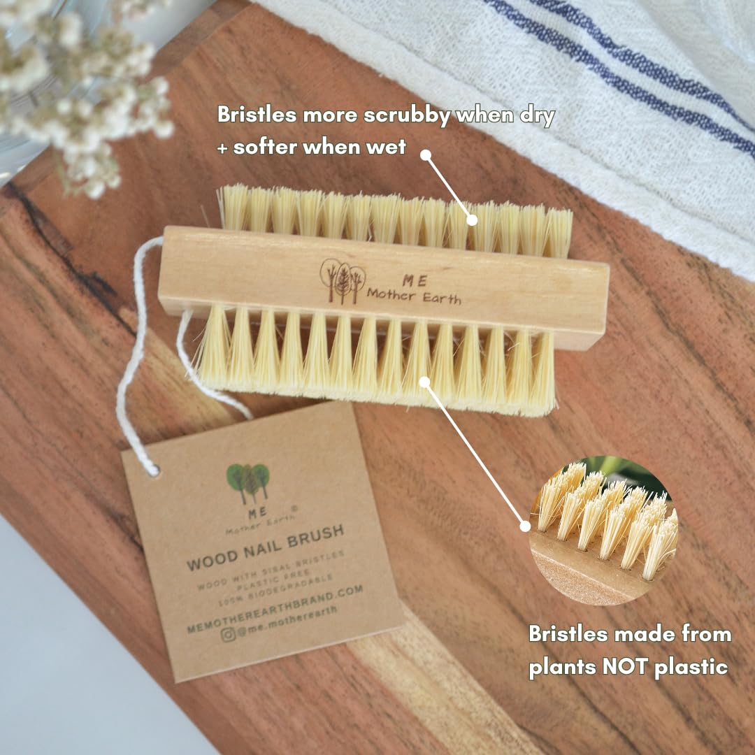 ME MOTHER EARTH natural wood grooming accessory set highlighting plastic free travel friendly packaging