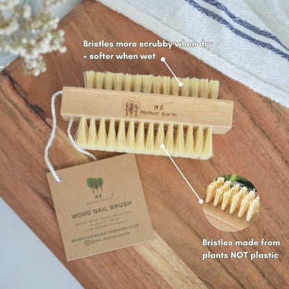 ME MOTHER EARTH natural wood grooming accessory set highlighting plastic free travel friendly packaging