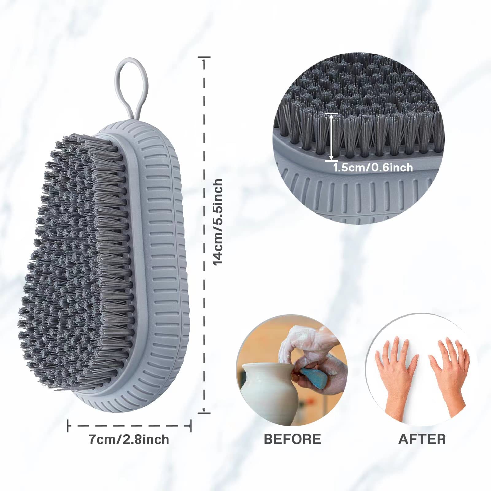 VWMYQ hand wash brush for mechanics highlighting the ribbed non slip grip handle