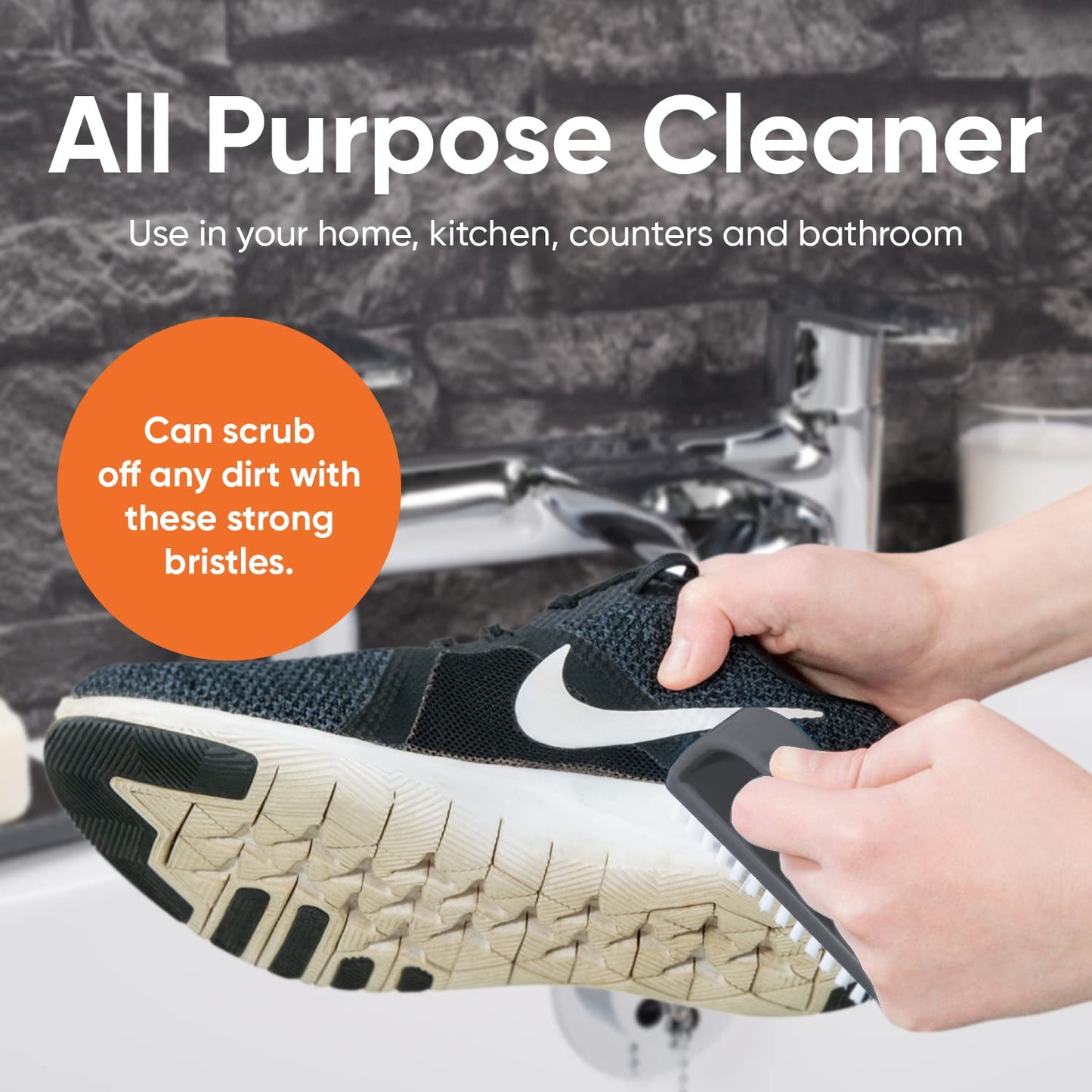 Packaging presentation of the imported Superio three pack heavy duty utility scrubbing brushes