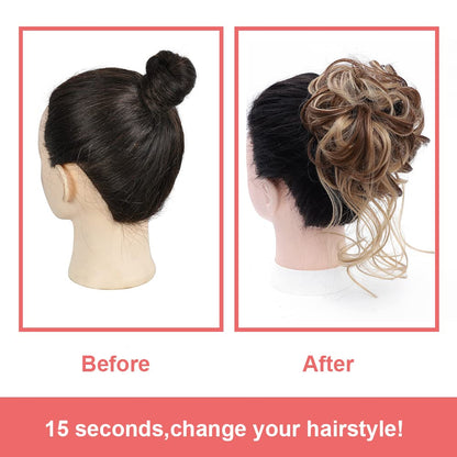 KETHBE messy hair bun extension showing tousled wavy texture styling