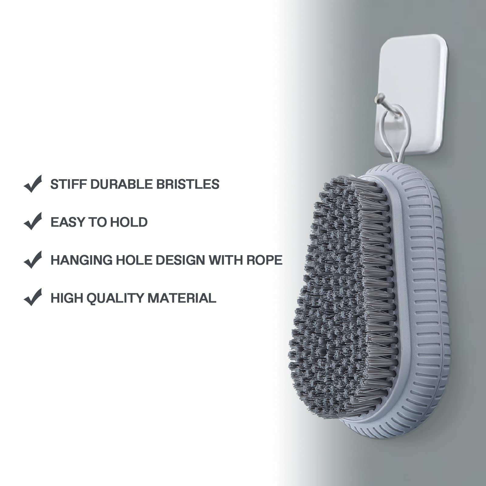 VWMYQ grey heavy duty hand cleaning brush showcasing the sturdy ABS plastic body