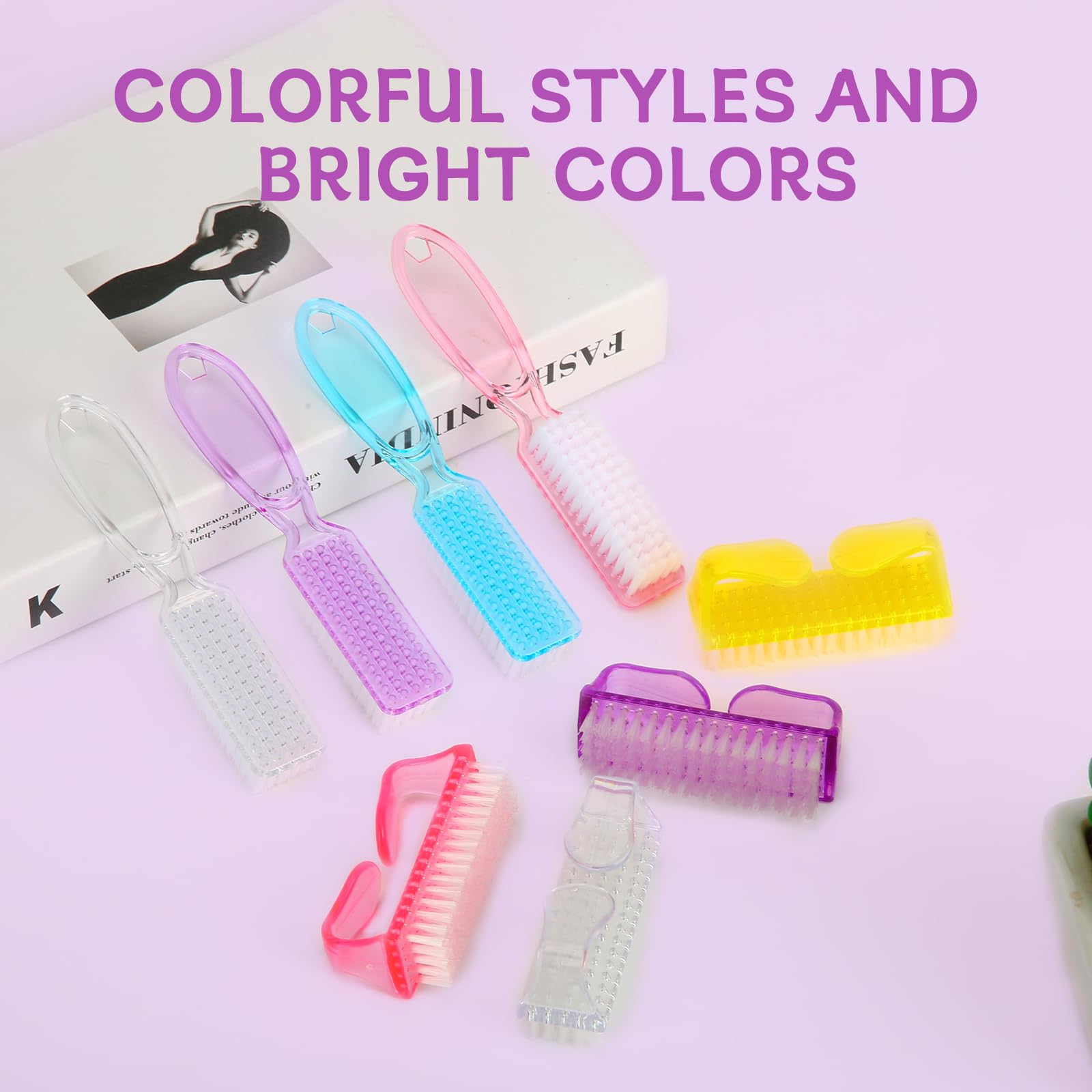 Close up view of premium synthetic bristles on a pink nail brush