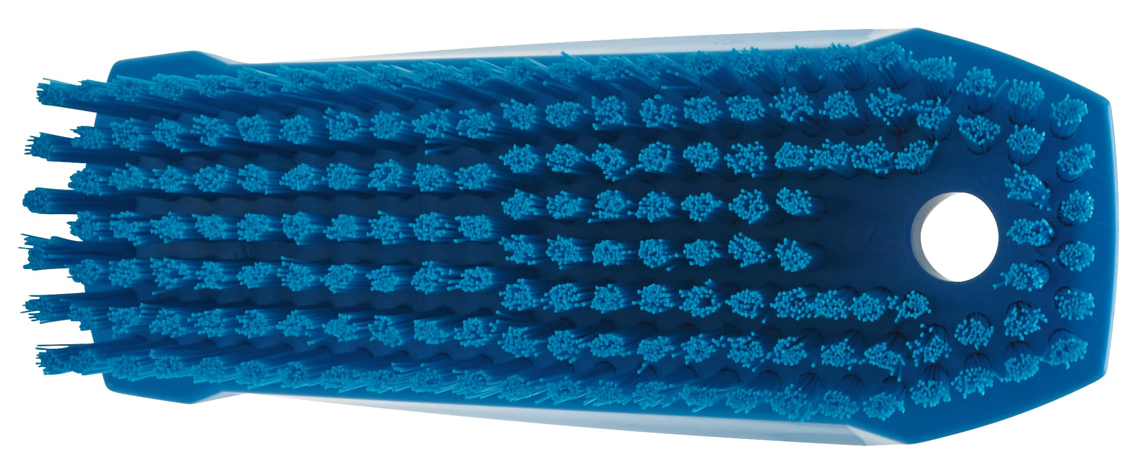 Close up of stiff polyester bristles on Vikan 64403 brush