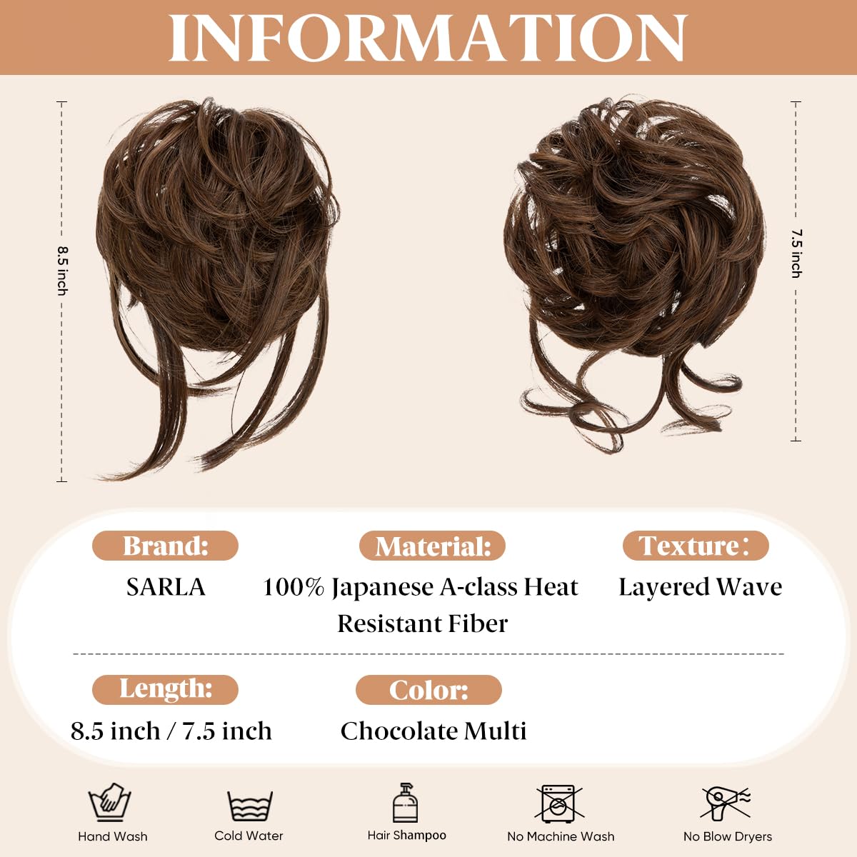 Larfraecy SARLA detachable claw clip hairpiece demonstrating the two in one versatility function