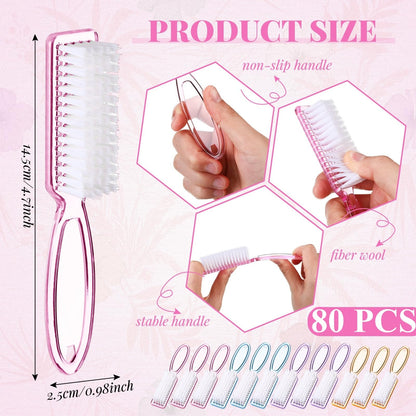Close up view of the durable plastic handles and soft synthetic bristles on the pedicure tool.