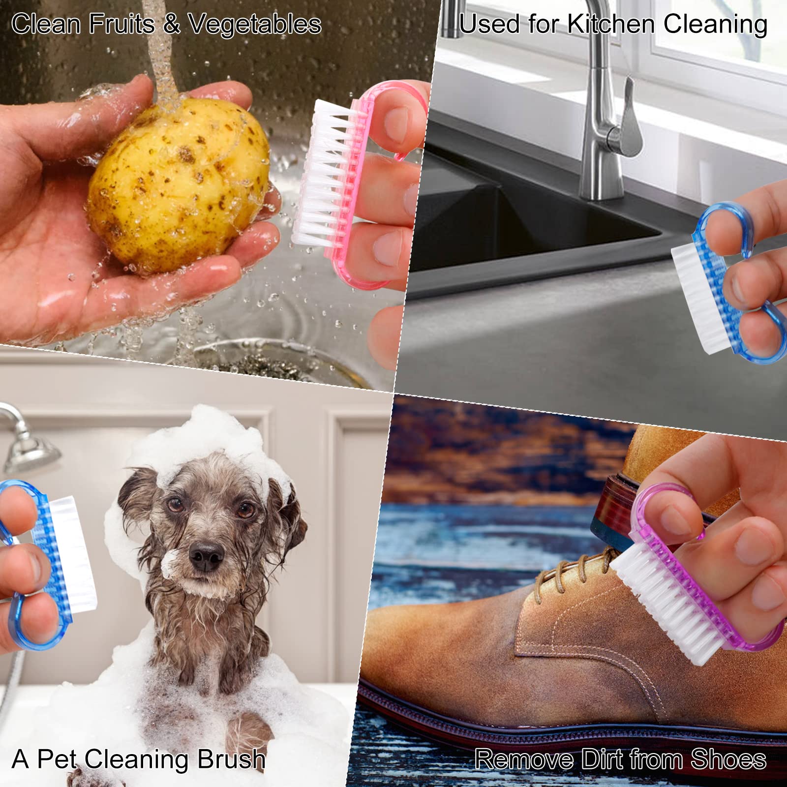 A single multicolor grooming tool showing side dimensions and hook hanging functionality.