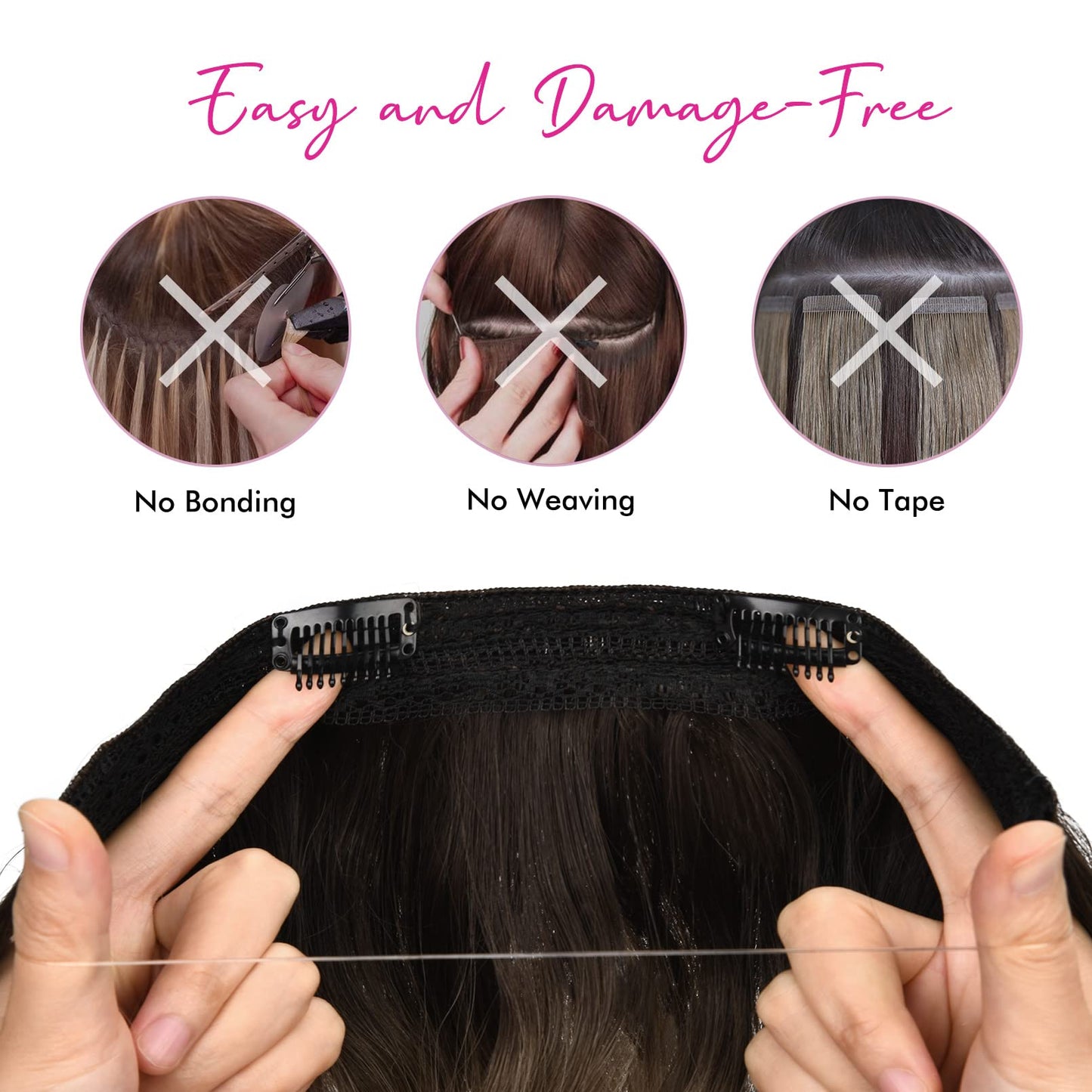 Premium Japanese synthetic hair extension in medium blonde shade