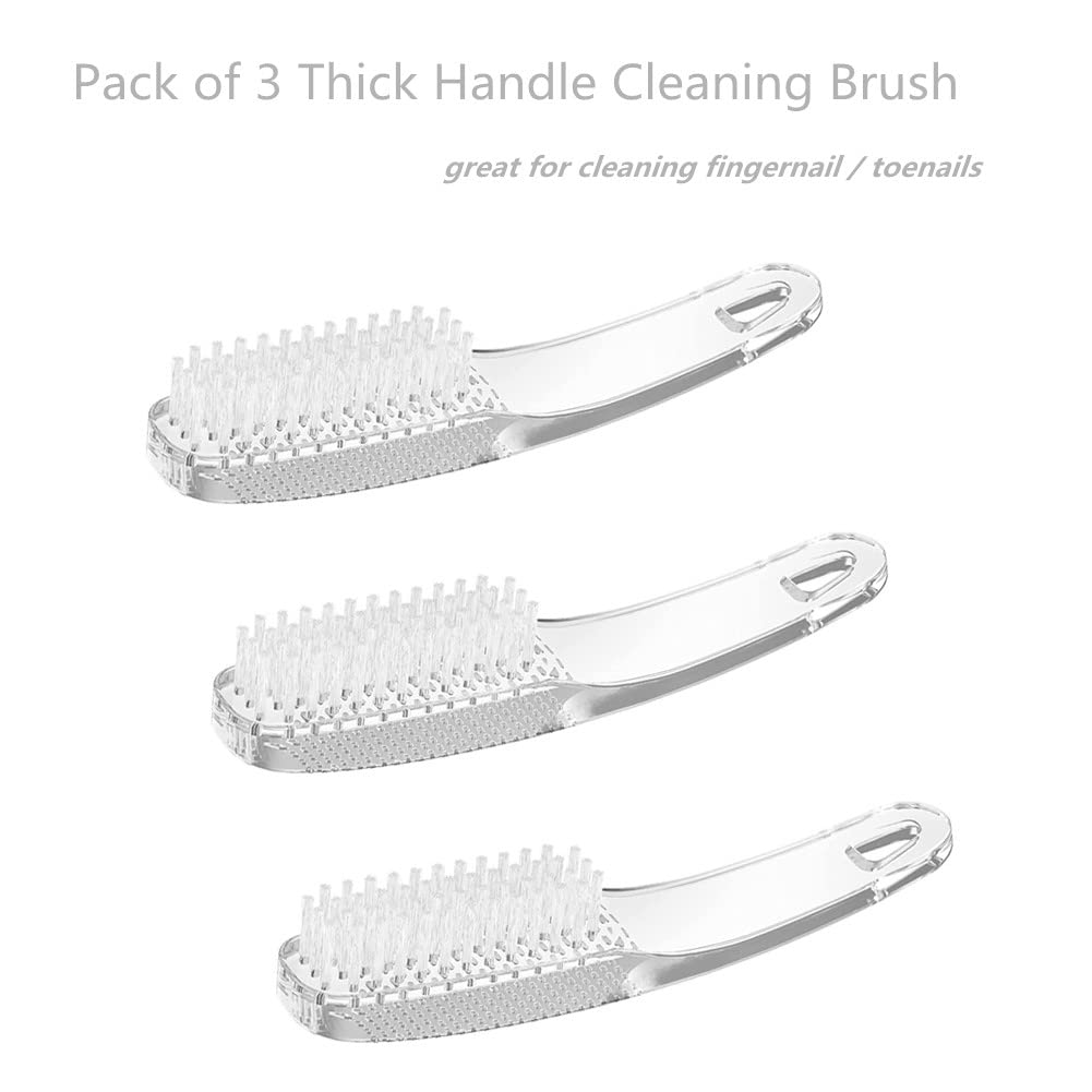 Close up view of the durable synthetic bristles on the KLDKUST fingernail and toenail cleaner tool.