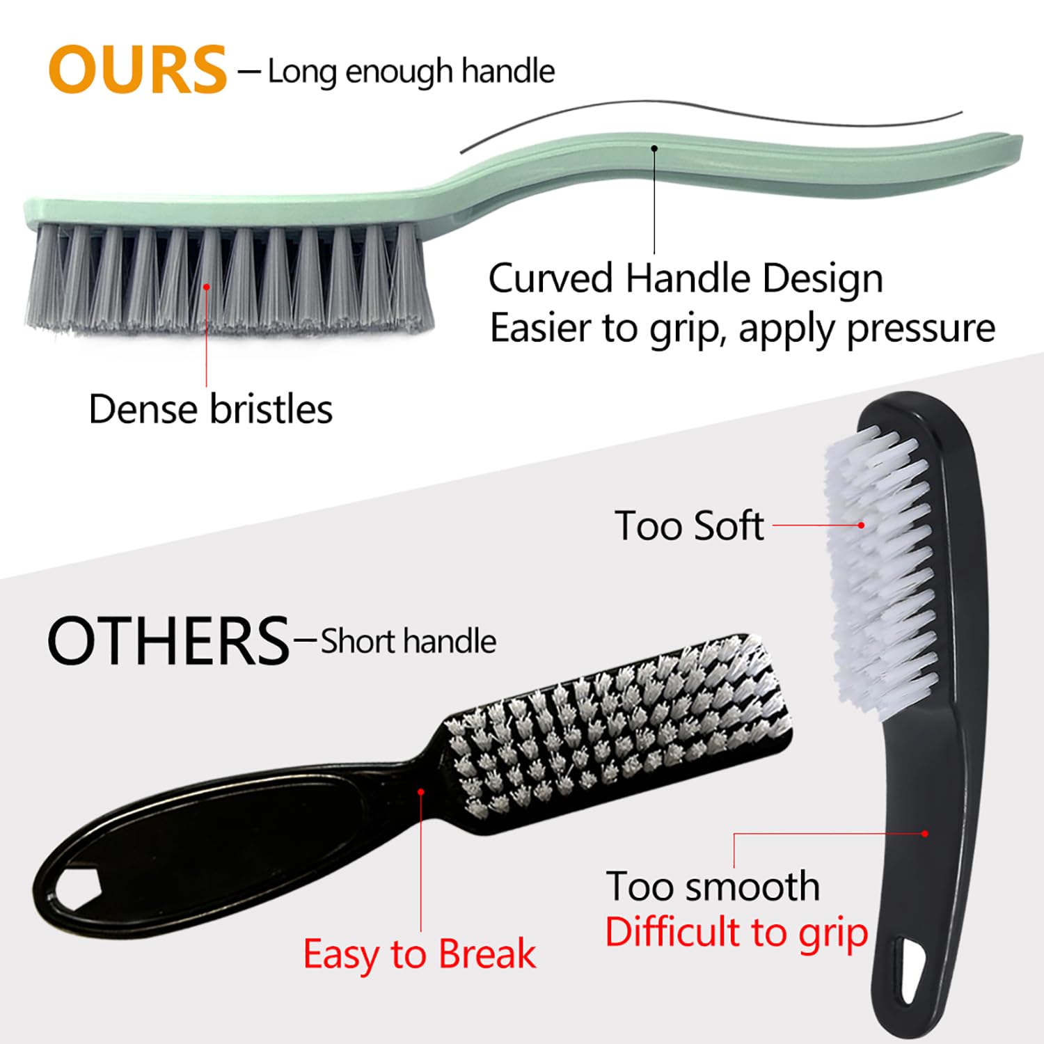 Xjinmin fingernail pedicure scrub brush side profile highlighting curved handle grip