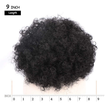Yinmei Baibian 1B natural black ponytail close up focusing on the kinky curly texture