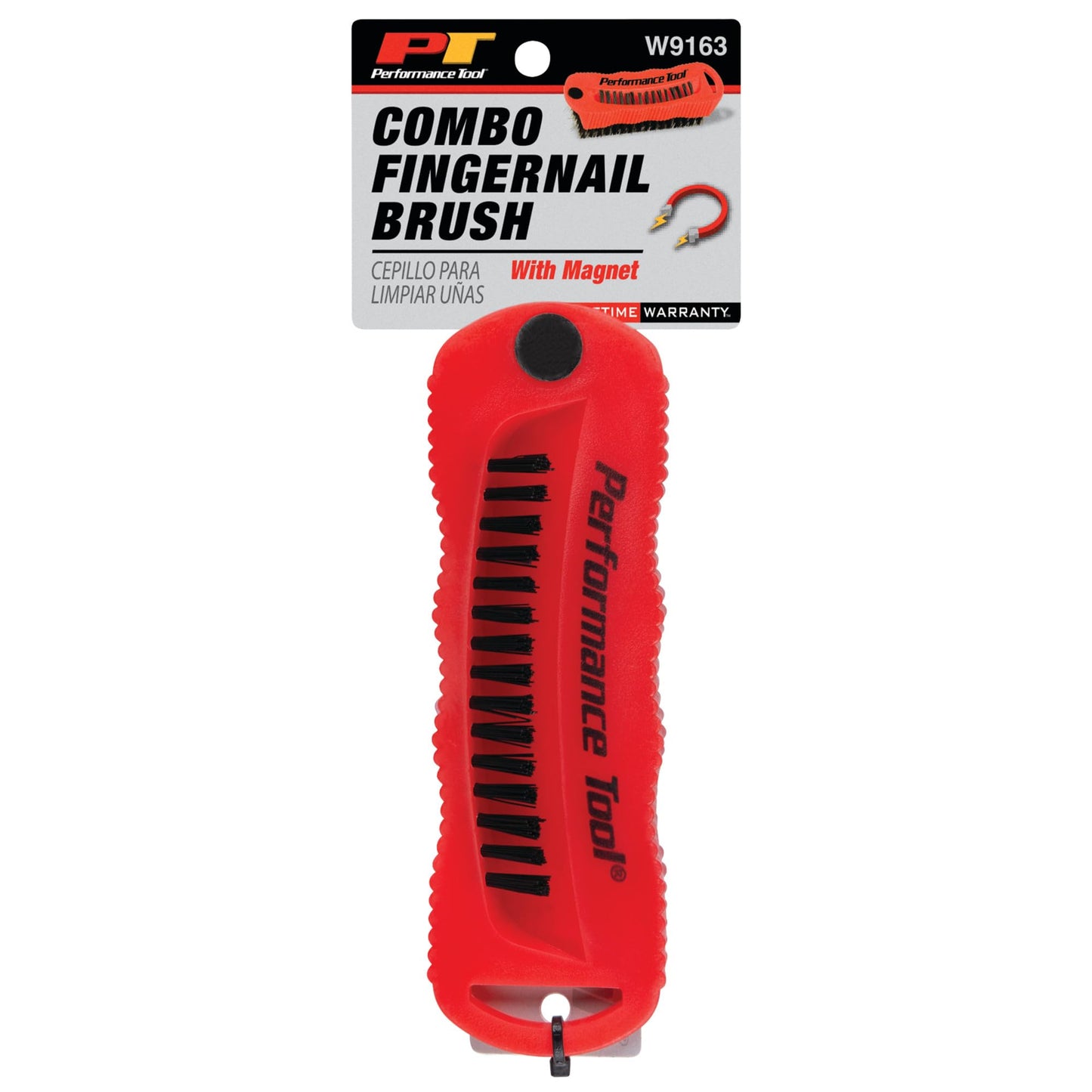 Performance Tool nylon bristle utility brush packaging view illustrating authentic product details.