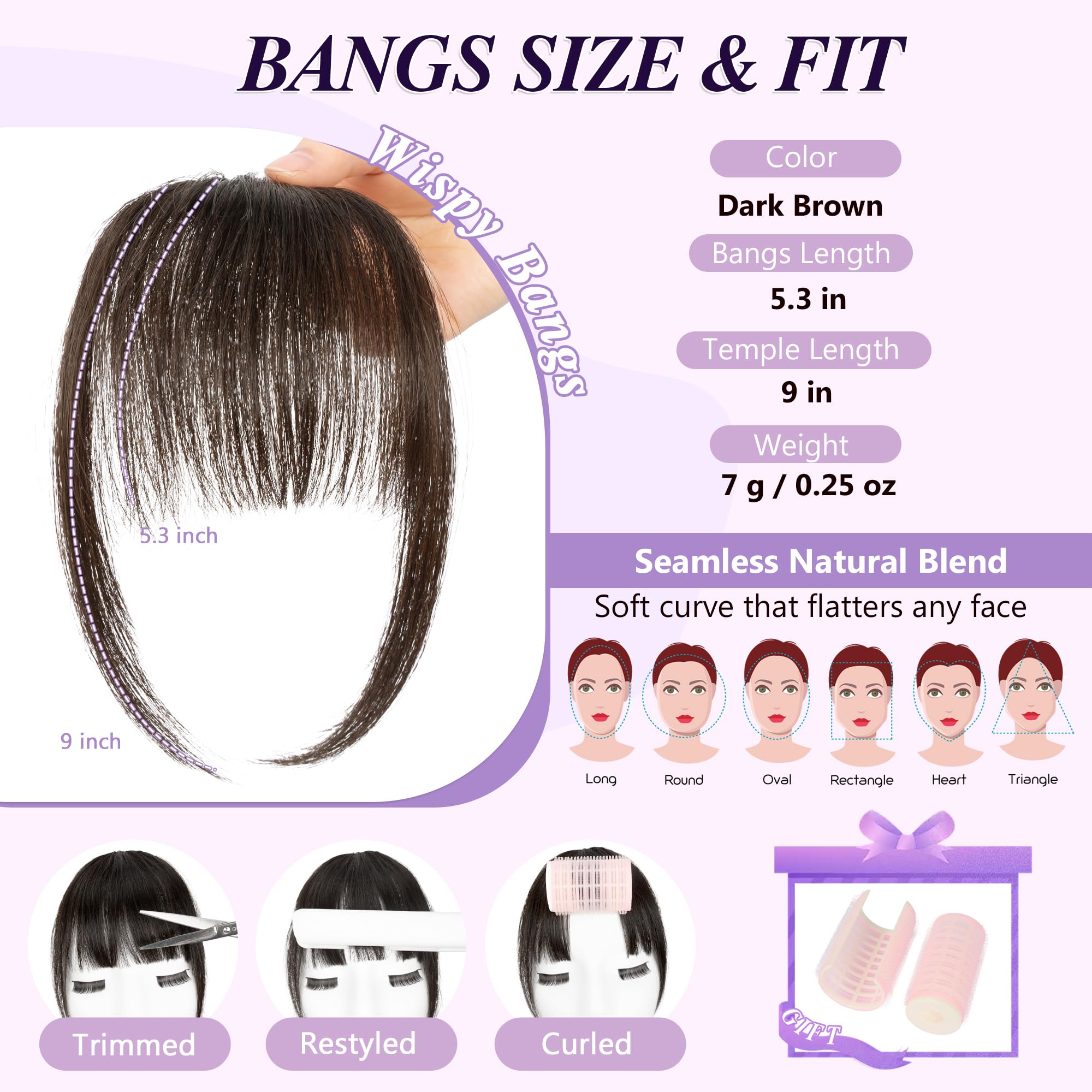 Yorda wispy fringe with temples authentic texture closeup