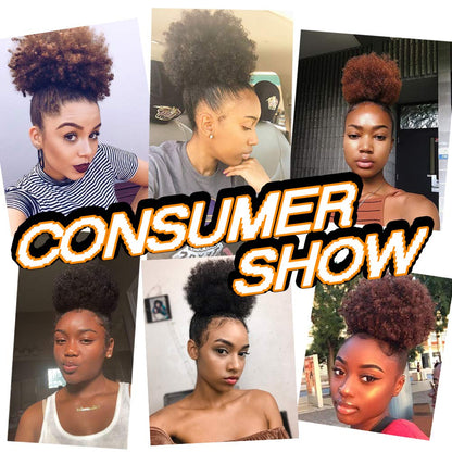 Yinmei Baibian kinky curly bun hair extension showcasing the lightweight sixty five gram structure
