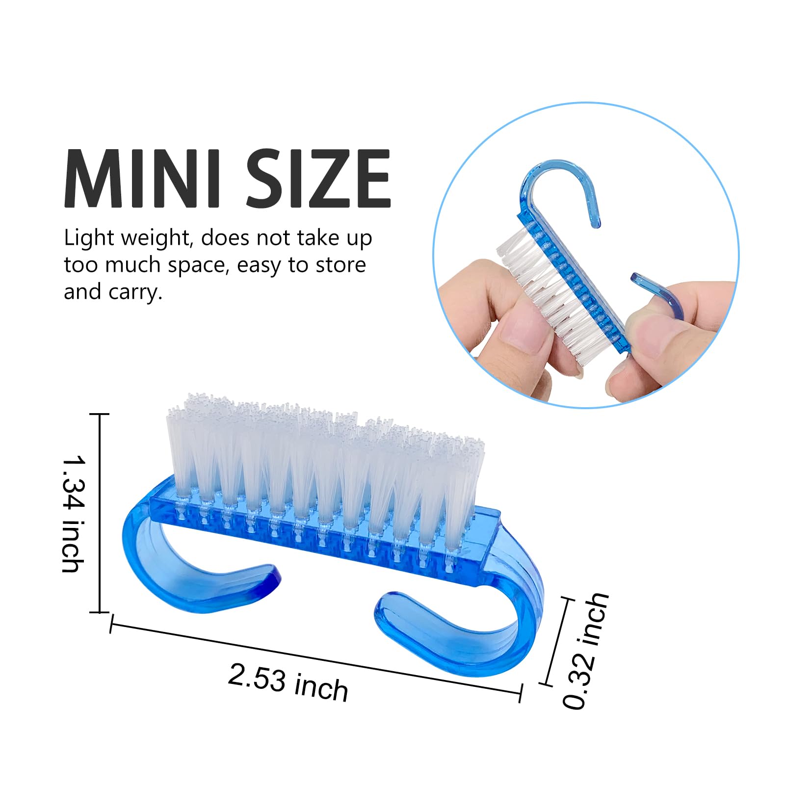 Colorful travel size fingernail cleaning brushes set