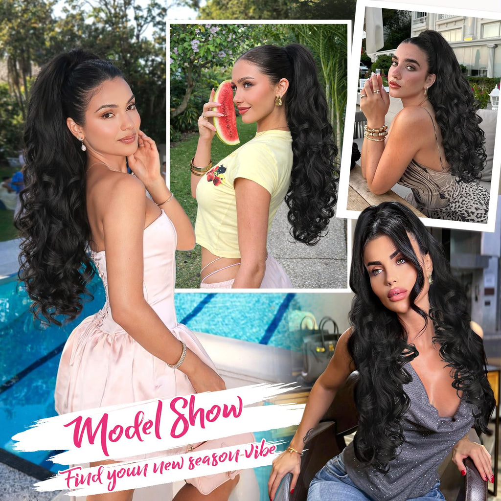 Premium jaw clip on ponytail hairpiece for quick hairstyle transformation