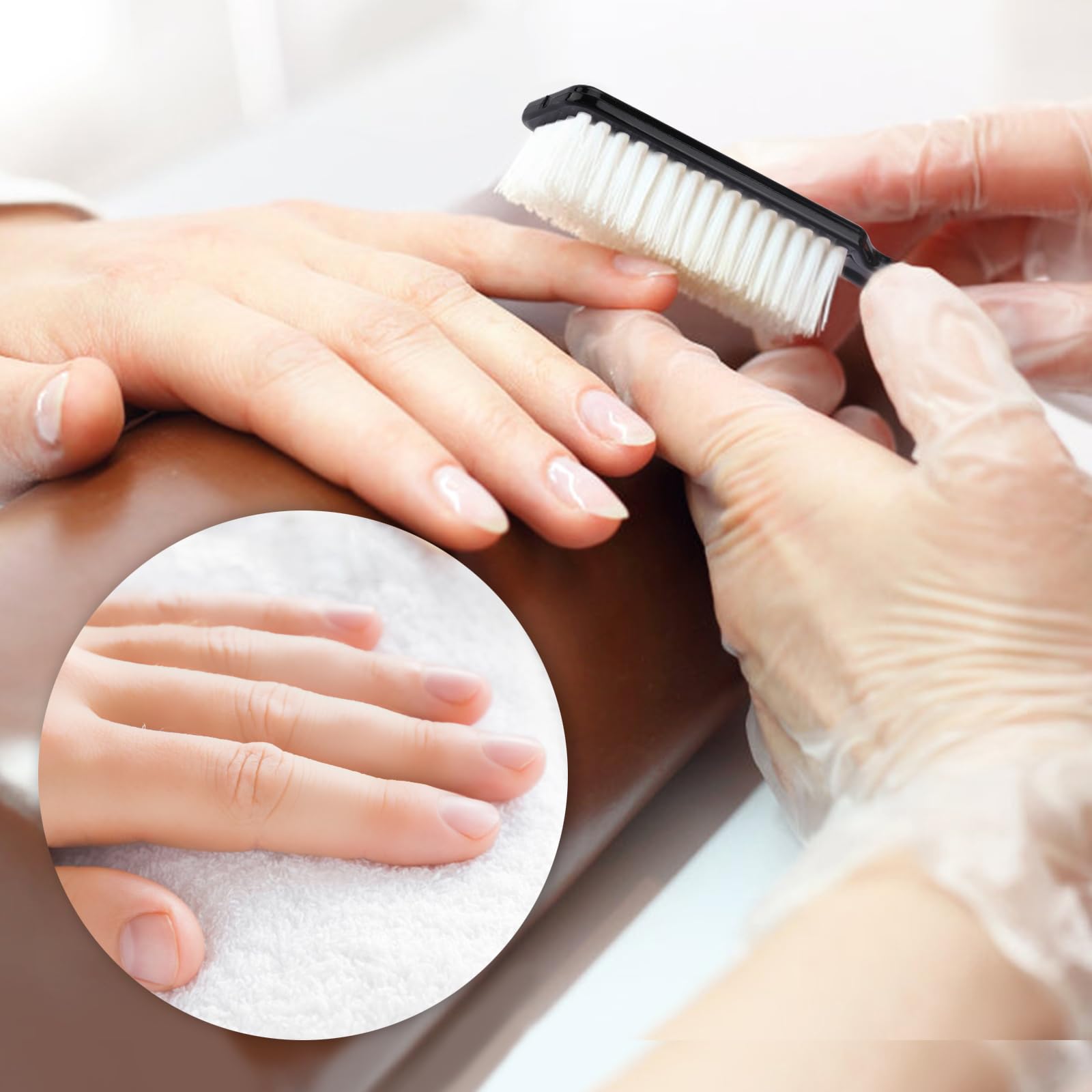 Close up of the flexible plastic bristles on the Nicemovic fingernail cleaning brush