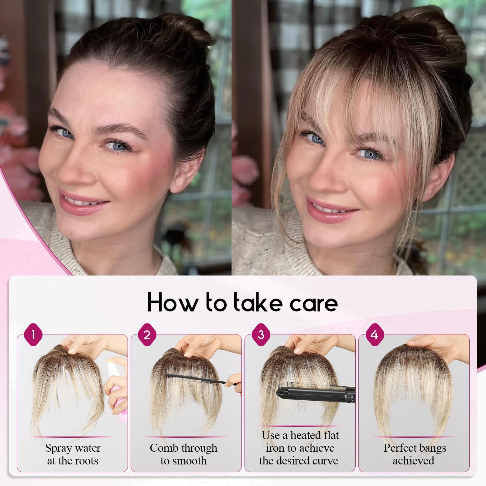 EMMOR ombre ash blonde hairpiece transformation before and after use