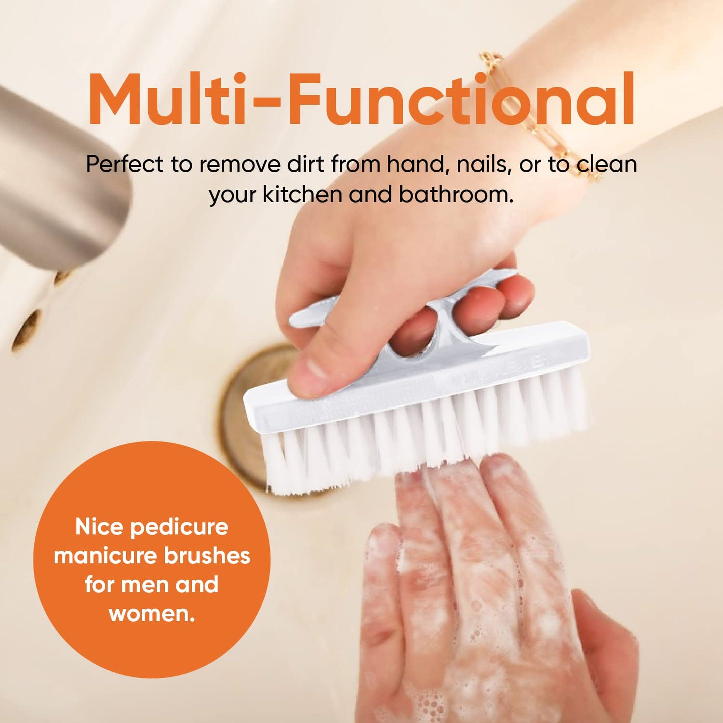 Superio small cleaning brush for manicure and pedicure maintenance side angle