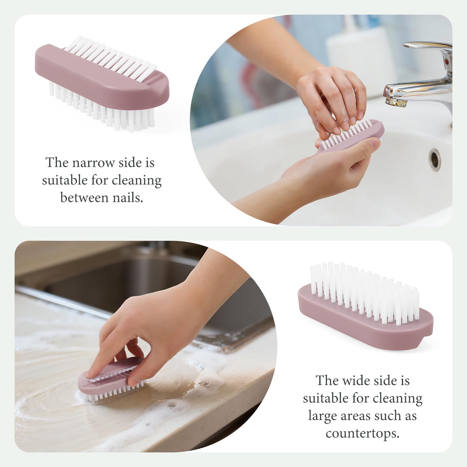 Close up of ergonomic non slip nail brush handle