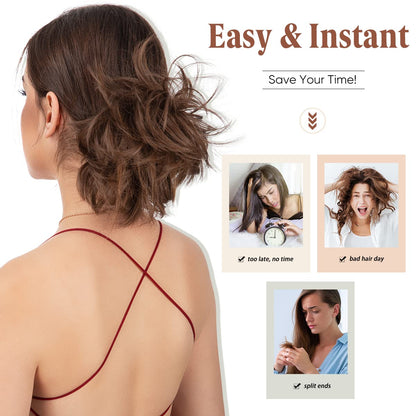 Premium imported packaging and contents of the youngways side comb messy hair bun kit.