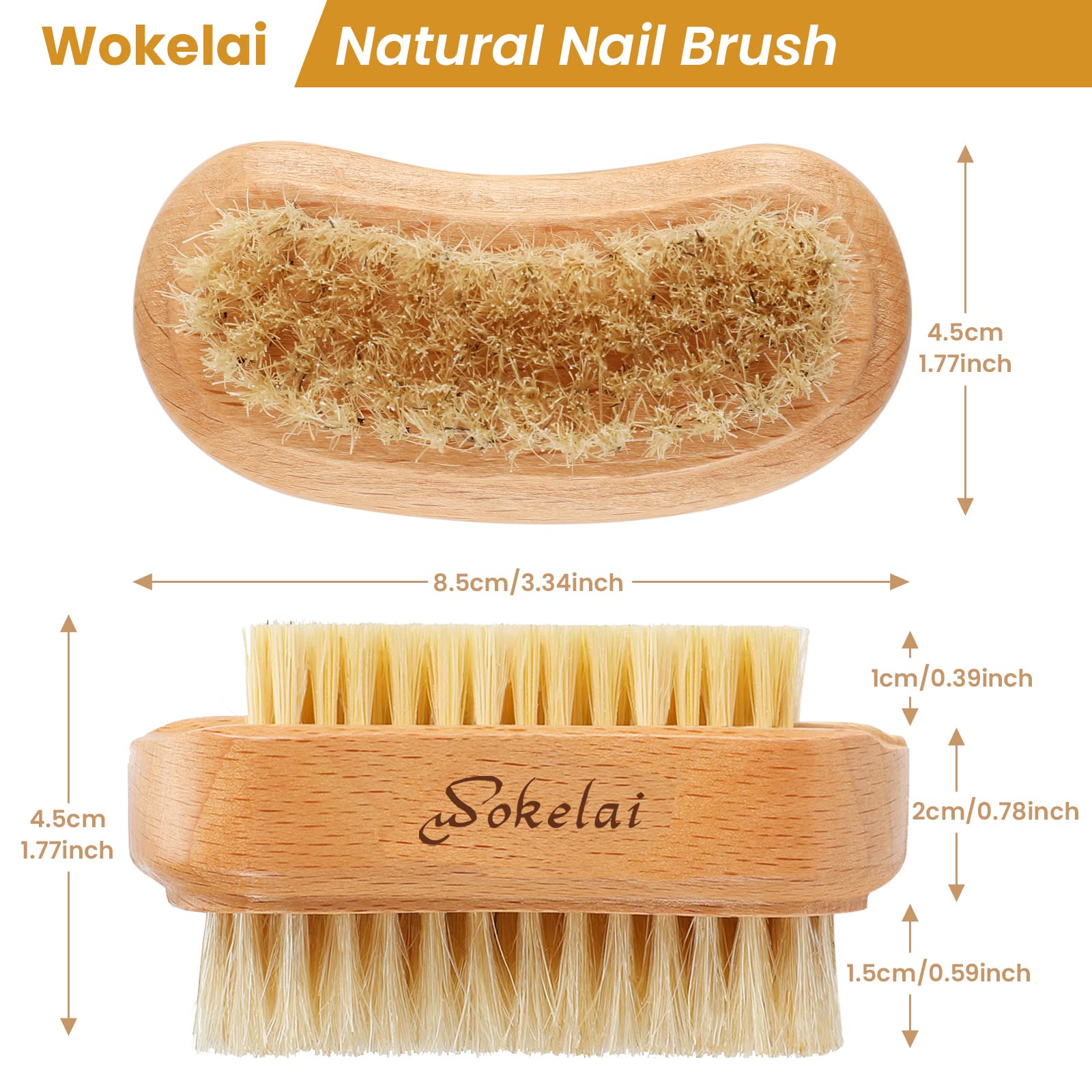 Close up view of the stiff sisal bristles on the Wokelai nail scrubber.