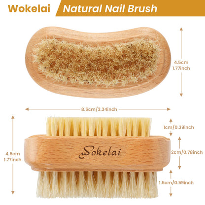 Close up view of the stiff sisal bristles on the Wokelai nail scrubber.