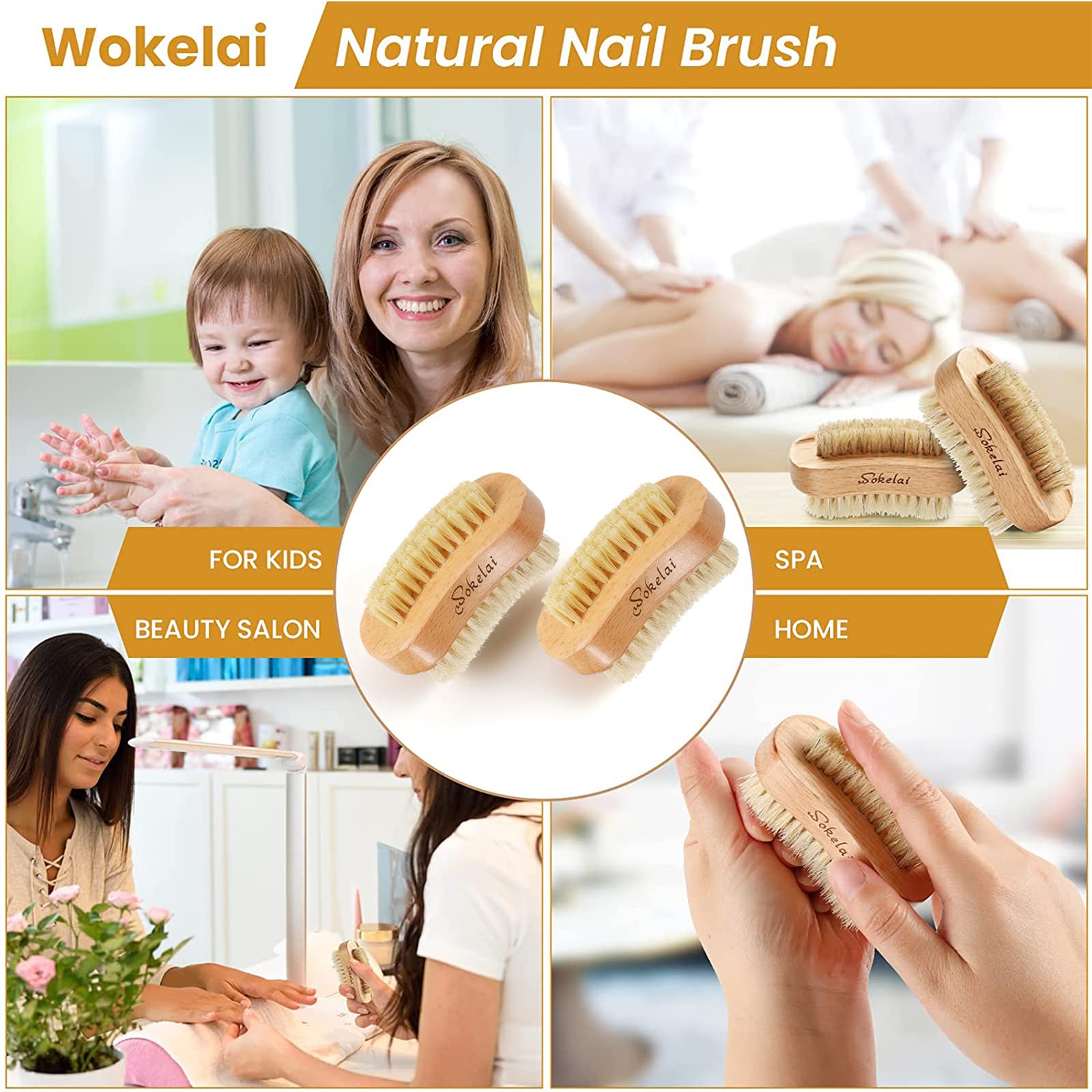 Ergonomic wooden handle design of the imported Wokelai pedicure supply kit.