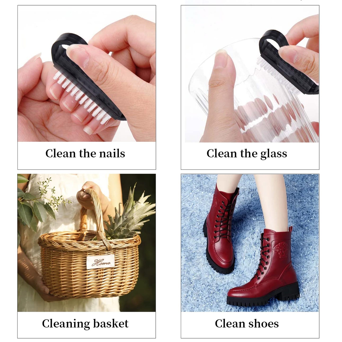 Close up view of the durable plastic bristles on the Yodooltly manicure pedicure tool