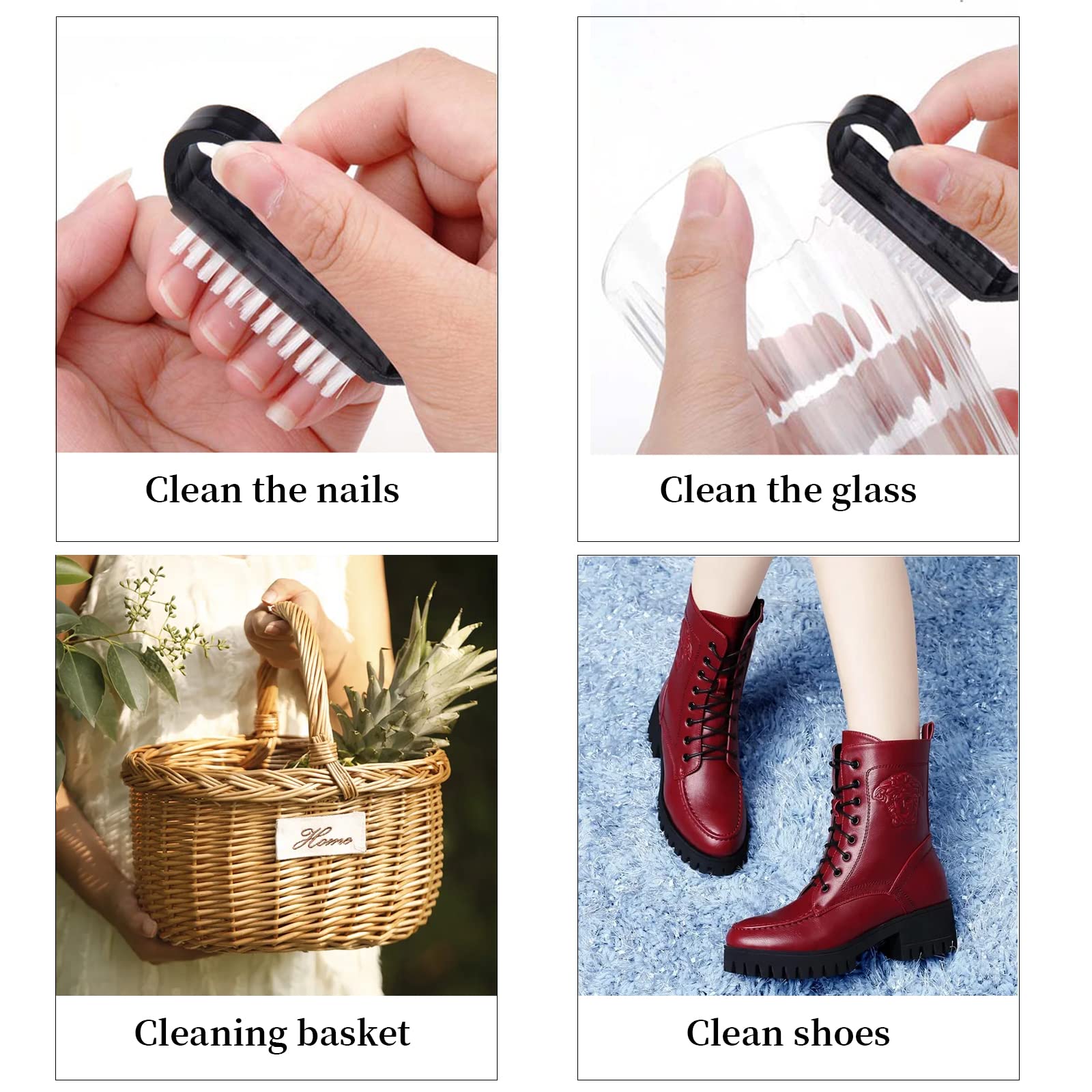 Close up view of the durable plastic bristles on the Yodooltly manicure pedicure tool
