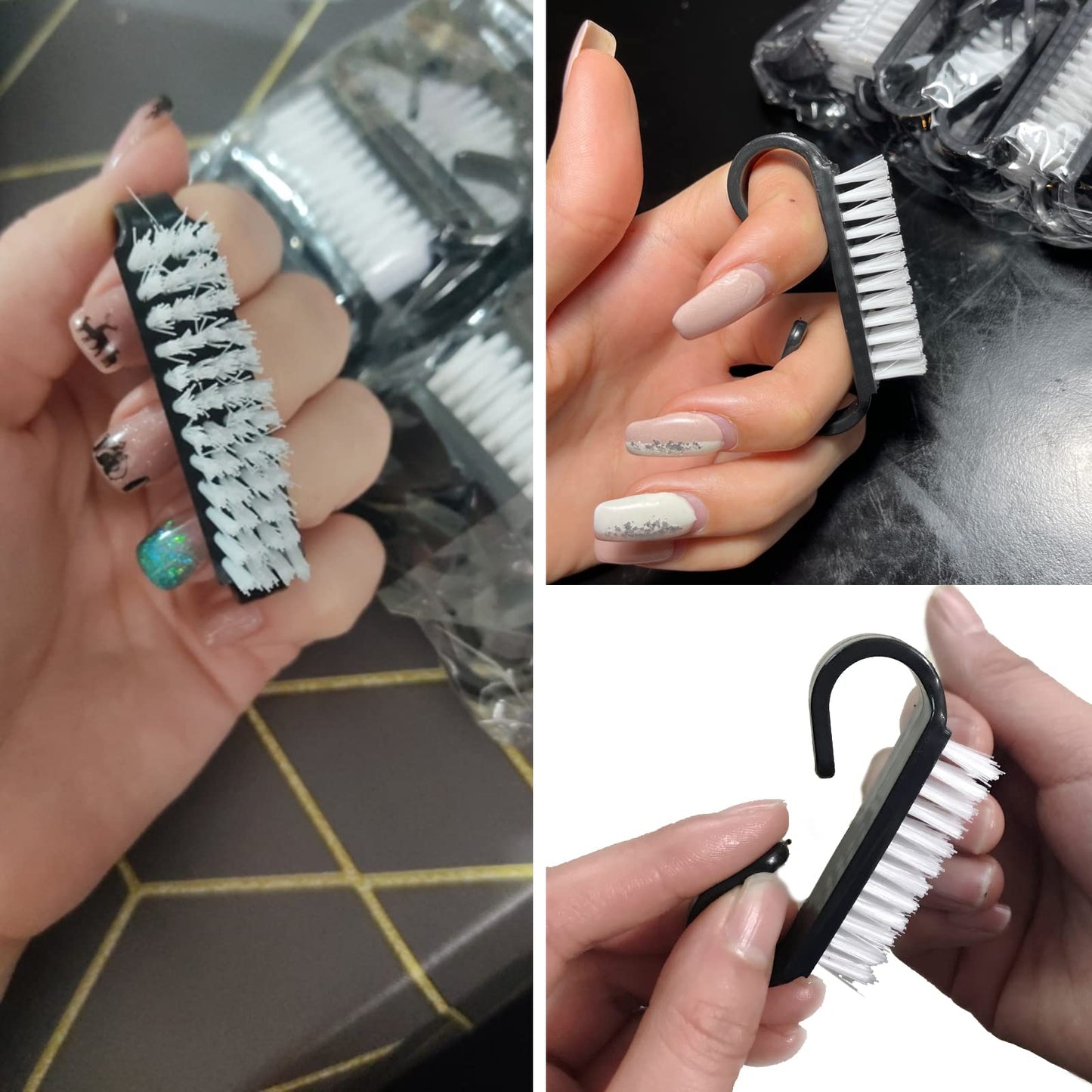 Side profile of the Yodooltly multi-purpose plastic scrubbing tool highlighting the secure grip design