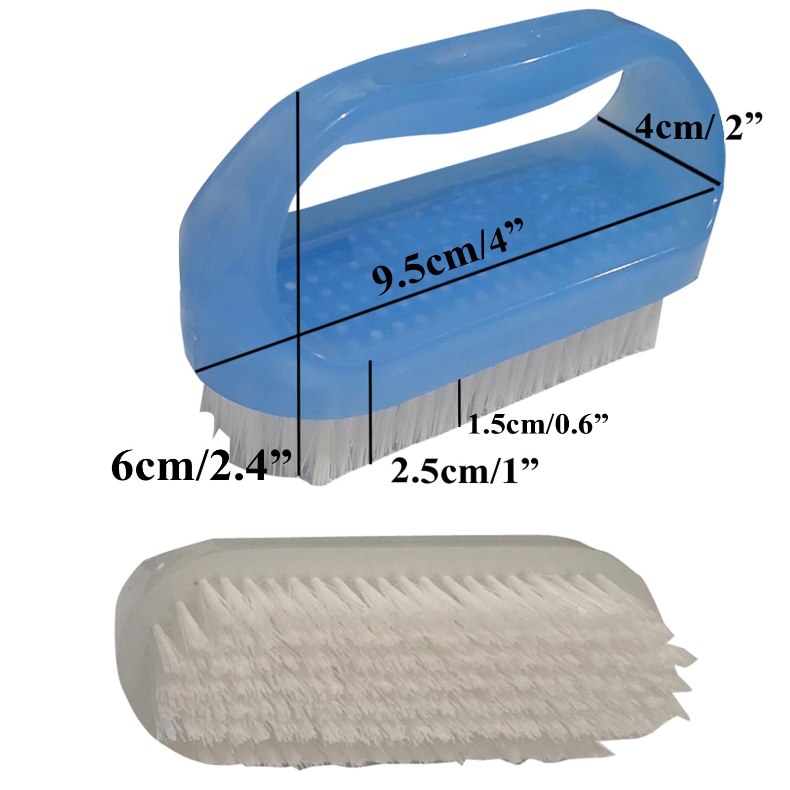 Two pack of hand finger nail scrub brushes for deep cleansing manicures and pedicures