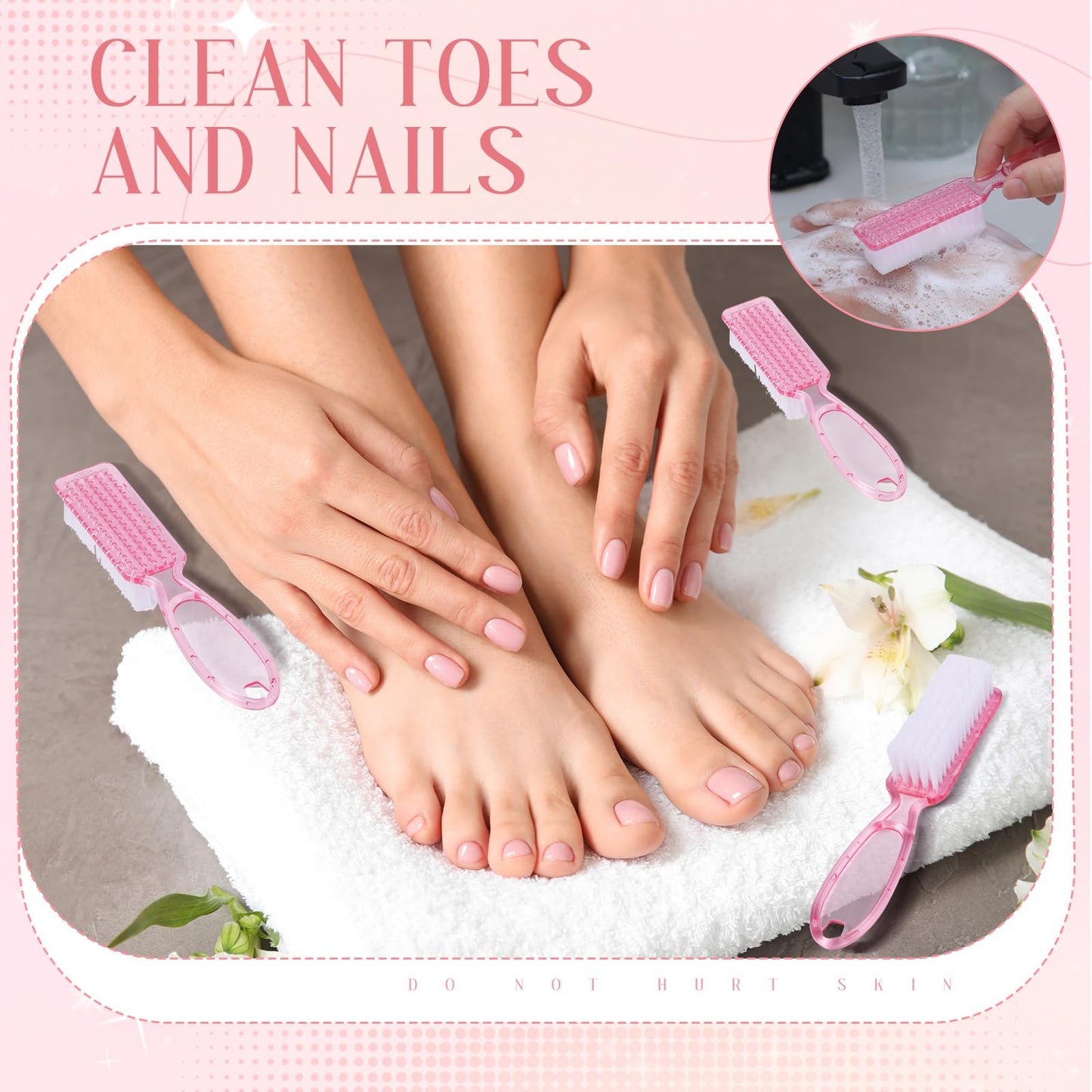 Patelai non slip handle fingernail scrubber brush side profile